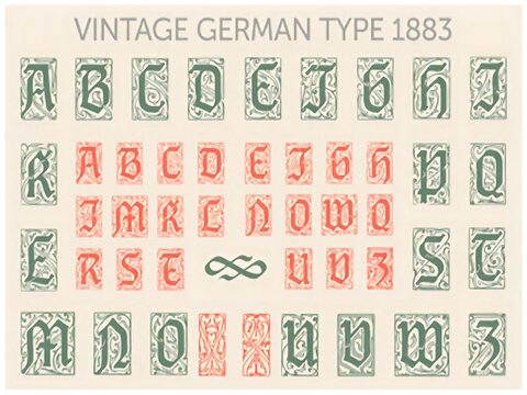 Vintage German Gothic Alphabet 1883 Typography image