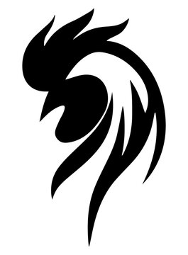 Abstract rooster head logo design in tribal style silhouette.
