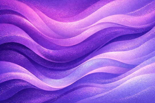 Elegant Purple Layered Flowing Waves with Soft Glitter Abstract Background