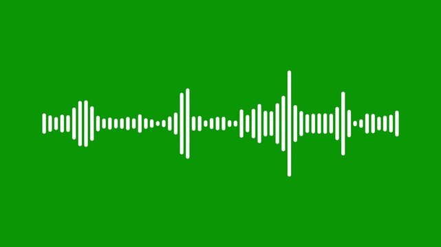 Realistic audio spectrum visualizer, white sound wave frequency on green screen, modern music bars animation, minimalist digital frequency equalizer for music production, podcast intro.4k video 