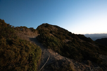 Fototapeta premium Mount Jade trekking route and summit scenery in Yushan National Park, Taiwan