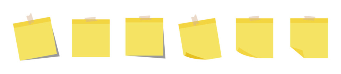 Set of blank sticky note with duct tape. Note paper with adhesive tape. Office reminder notes set. post it note paper, memo reminder.  © Jerrymoon
