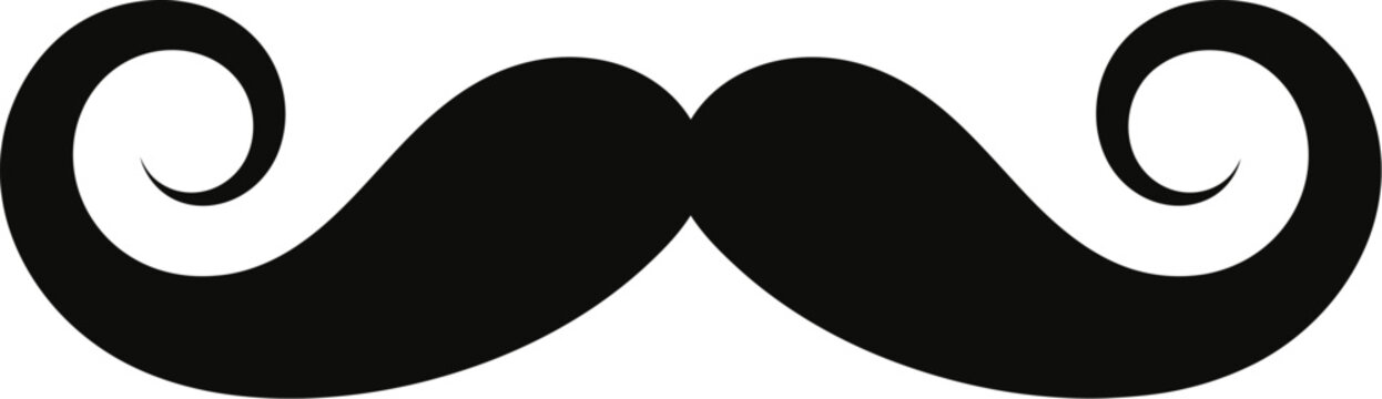 Black mustache isolated on transparent background perfect for hip hipster style design elements or funny party photo booth prop templates.