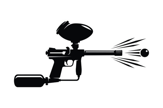 Paintball Marker Sport Shooting Equipment Silhouette Vector Icon