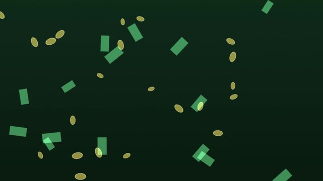 Falling Money Coins and Cash Rain Finance Wealth Seamless Loop Background