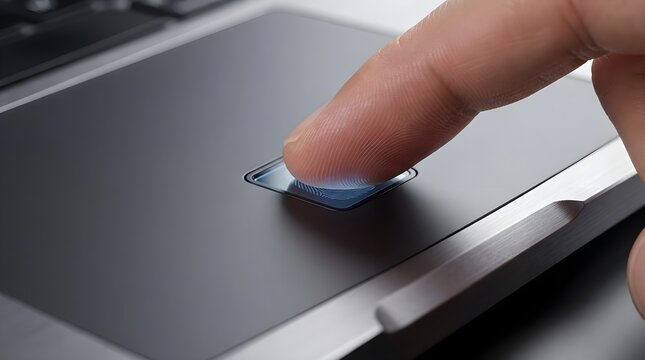 Close-Up of Fingerprint Scanner Built into Laptop Trackpad