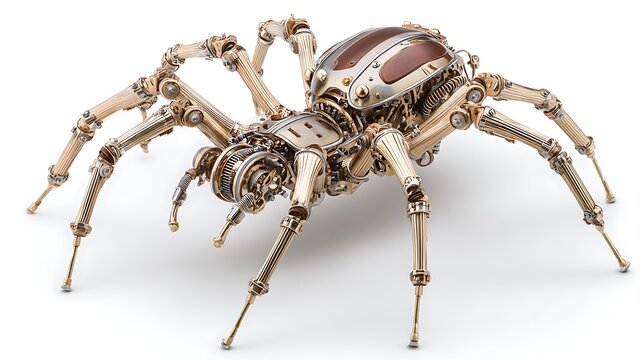 Robotic spider mechanical model, isolated on a white background