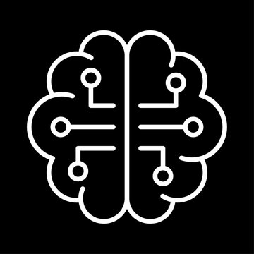 AI and artificial intelligence brain circuit vector icon