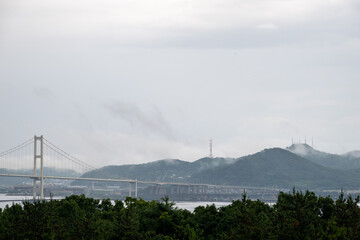 Fototapeta premium 日本の北海道室蘭市の雨の風景
