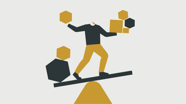 Abstract Vector Illustration Representing Resource Balance Calibration and Performance Optimization Management on a Clean White Background for Business and Technical Software UI Design.
