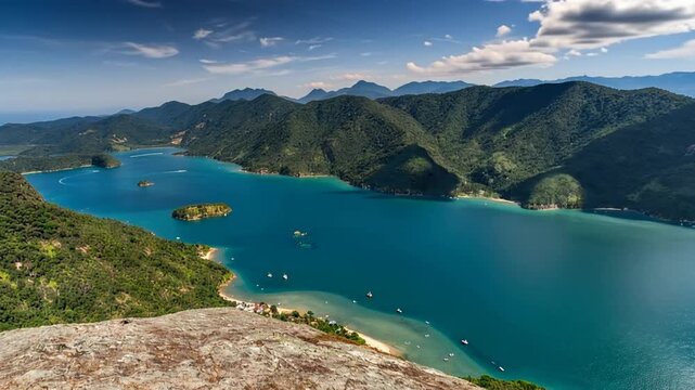 Saco do Mamangua, a tropical fiord in Paraty, Rio de Janeiro, Brazil. Time Lapse