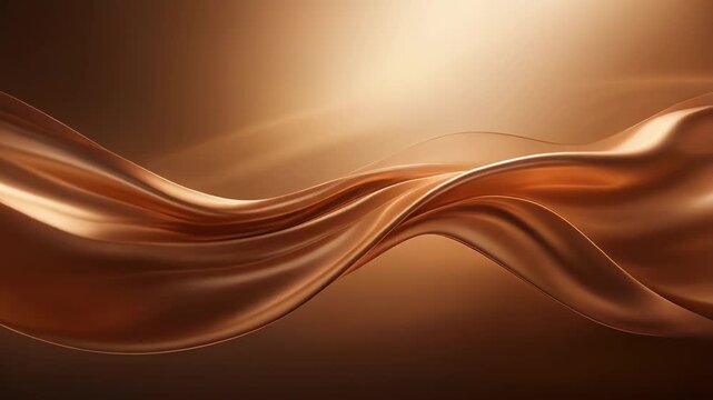 Abstract flowing translucent brown waves with smooth curves and light reflections