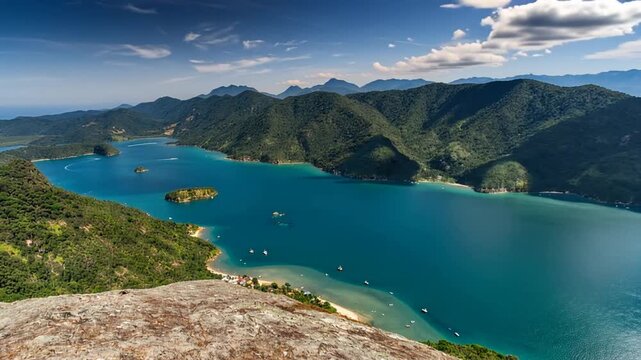 Saco do Mamangua, a tropical fiord in Paraty, Rio de Janeiro, Brazil. Time Lapse