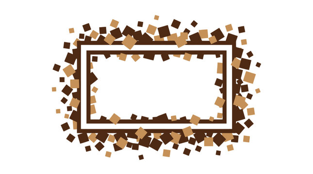 Brown and gold confetti frame border.