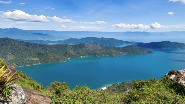 Saco do Mamangua, a tropical fiord in Paraty, Rio de Janeiro, Brazil. Time Lapse