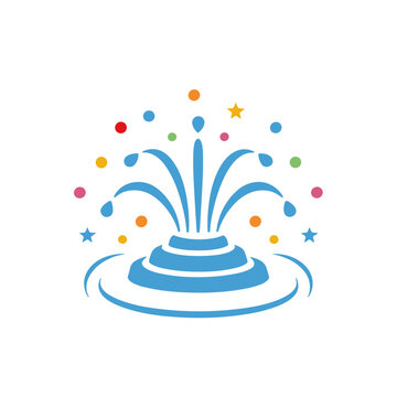 Fountain with colorful dots and stars
