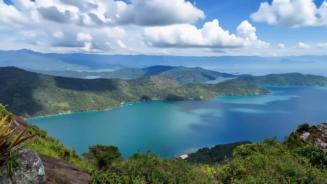 Saco do Mamangua, a tropical fiord in Paraty, Rio de Janeiro, Brazil. Time Lapse