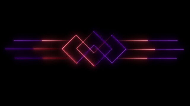 Glowing neon deco divider header icon isolated on black background. deco divider icon animation. 4k video motion graphic animation . 4K videos,,.....