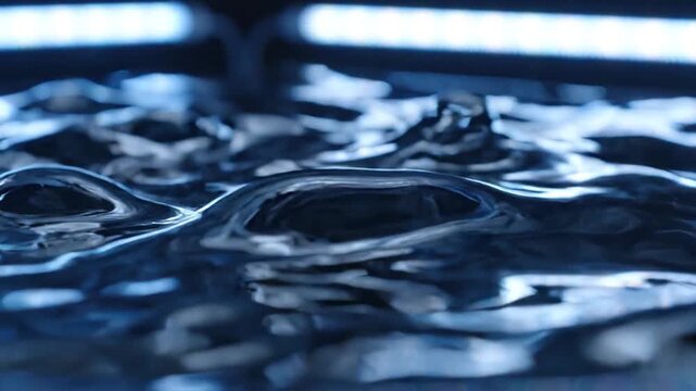 Macro View of Blue Vibrating Liquid Surface