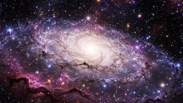 Cinematic Deep Space Spiral Galaxy and Stars