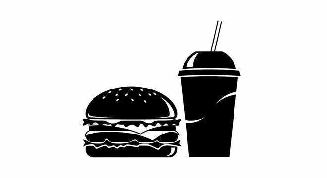 Fast food meal with burger and drink