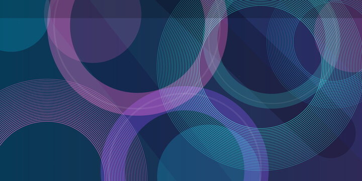 Abstract dark blue background with intersecting circles and thin concentric line patterns for modern tech interface design.