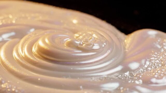 Macro Pouring Pearlescent White Liquid