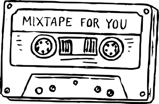 Hand Drawn 80s Mixtape Cassette Vector Drawing