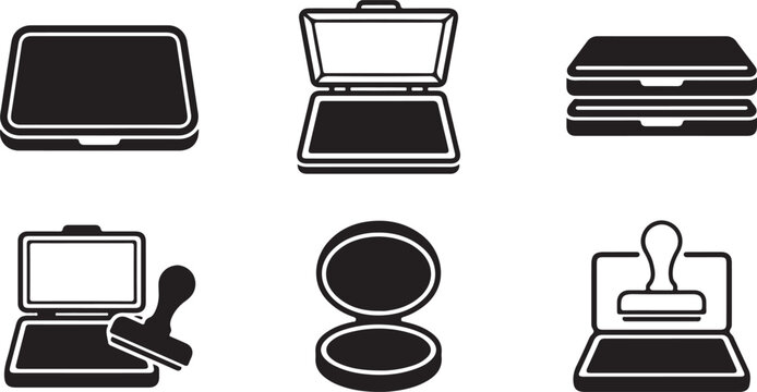 Six creative laptop icons with different accessories in flat design style Vector