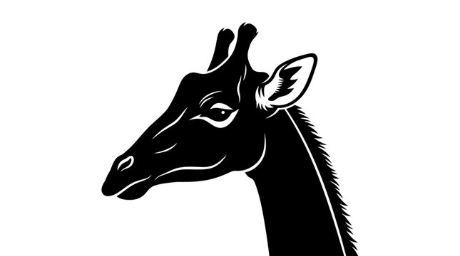 Black Giraffe Head Silhouette Vector Art