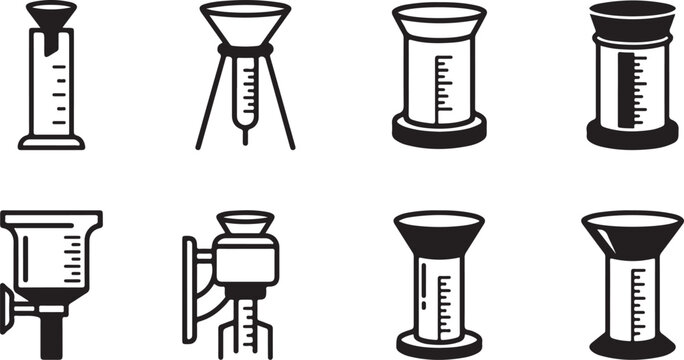 Set of eight laboratory measuring and pouring tools icon Vector