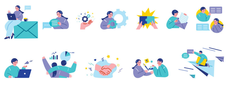 ビジネスコミュニケーションのイラストセット