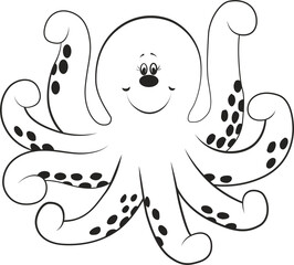 Cute Octopus Cartoon Sea Animal Vector Illustration © Milky