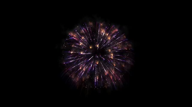 Bright fireworks display in the night sky. Colorful pyrotechnics show for holiday celebration.