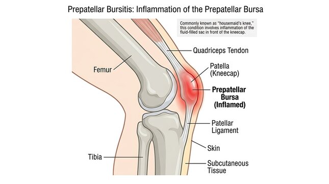 Prepatellar bursitis elastic inflammation of the prepatellar bursa with bursitis