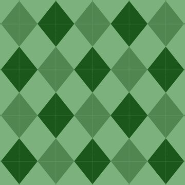 Green argyle seamless pattern with classic diamond geometric shapes and dashed lines.