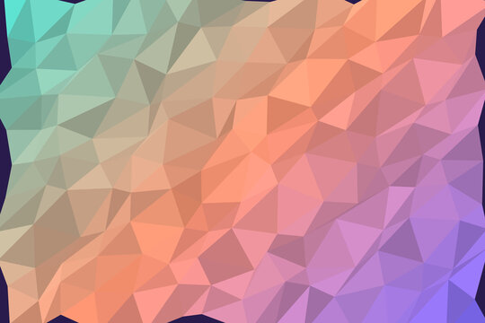 Low poly triangle geometric background in teal, coral and purple gradient
