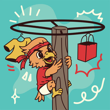 Cute Indonesia Independence Day Traditional Games Pole Climbing Competition