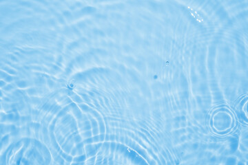 Abstract transparent water shadow surface texture natural ripple on blue background