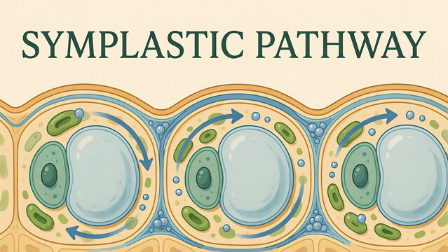 Symplastic pathway of plant cells showing movement of molecules through plasmodesmata and cytoplasm  plant cell biology and physiology