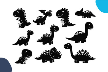 Cute Dinosaur Vector Silhouette Clipart Set © Creative Gfx Arts