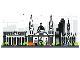 Obraz premium Guadalajara Mexico City Skyline Flat Vector Illustration