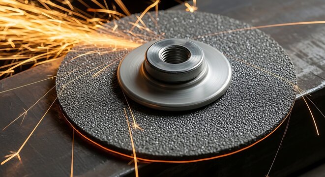 Metal Grinding Wheel Cutting Metal Surface Sparks.