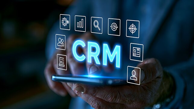 Concept of business digitalization and customer experience management symbolizing innovation, data-driven marketing, automation, and smart communication for strategic success and client retention.