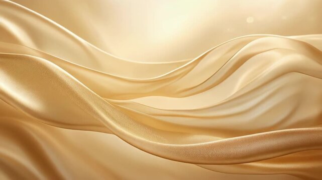 Smooth flowing golden silk fabric with soft light reflections
