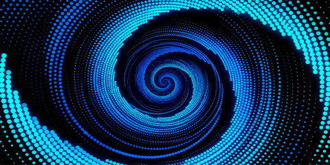 Abstract Blue Spiral Vortex Background with Glowing Light Swirl Pattern and Futuristic Digital Texture Design for Modern Technology Wallpaper Illustration © RazuAhmed