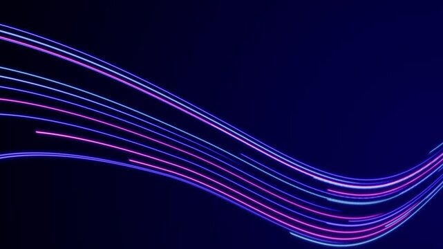 abstract blue pink neon speed lights streaks wave animation, fiber energy lights flow technology and science stream social media motion background