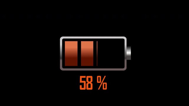 Fully Charged Battery video with 1 to 100% Indicator - Ideal for tech interfaces, energy concepts, status displays, presentations, websites, and mobile applications