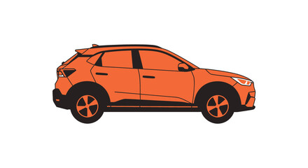 Fototapeta premium Side profile illustration of a modern orange SUV car on a white background, representing personal transport.