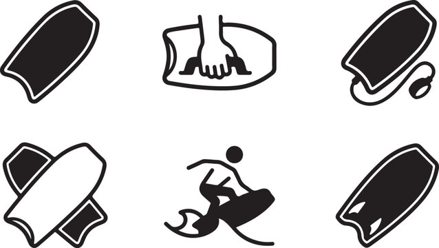 Collection of surfing and snowboarding icon illustrations Vector